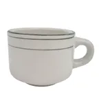 image of CAC China GS-23 Greenbrier Coffee Cup, 7 oz (3.25" Dia x 2.5" H), Band/White, Stackable - 1 Dozen