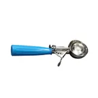 image of CAC China SICD-16BL Thumb Disher, #16, 2 oz., Stainless Steel Scoop, Blue Handle
