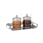 image of GET ECO012E005 Frilich Elegance Jam Bar Duo 2‑Comp Silver Set 0.63 Qt SAN Containers Stainless Base