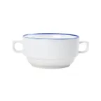 image of Mikasa 5305732 Bistro Cream Soup Cup, 11.2 oz., 4.3", Pin Blue, Porcelain