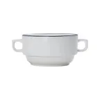 image of Mikasa 5305863 Bistro Cream Soup Cup, 11.2 oz., 4.3", Porcelain, Pin Black