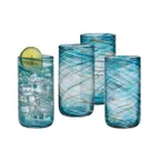 image of Mikasa 5308415 Breeze Hi Ball Glass, 18 Oz, 3.11"W x 3.11"D x 6.10"H, Blue, Glass