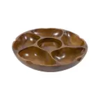 image of Town 51306 PU-PU Platter, 14" Diameter, 5-Compartment Serving Tray, Polyurethane Finish