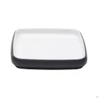image of GET 21373-TOH/BK Melamine Square Plate, 6.5" Dia., Honey Interior, Raven Exterior, Cheforward Hatch