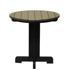 image of Grosfillex UT814886 Kailua Round HDPE Low Table, 20 Inch, Weathered Oak/Black