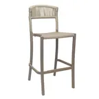 image of Grosfillex UT872181 Tahoe Bar-Height Barstool with Rope Weave Design, Blonde/French Taupe