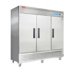image of Westlake WKF-82B 82" 3-Solid Door Reach-In Freezer, Bottom Mounted, 72 cu. ft., Stainless Steel