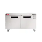image of Westlake WKTF-60B 60" 2-Door Commercial Freezer Worktop, 14.8 cu. ft. Stainless Steel