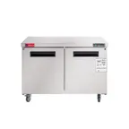 image of Westlake WKTR-48B 48" 2-Door Commercial Refrigerator Worktop, 12 cu. ft. Stainless Steel