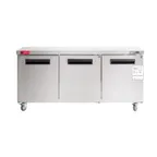 image of Westlake WKTR-72B 72" 3-Door Commercial Refrigerator Worktop, 17.7 cu. ft. Stainless Steel