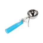 image of Concasse MCPP16 - 16" Portion Control Disher Spoon, 2 Oz Stainless Steel with Blue Plastic Handle