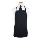 image of Chef Revival 3PBIABKFP Bib Apron, 26" x 23" Long, 3 Front Pockets, Black, DuraSERV Polyester