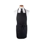 image of Chef Revival 3PBIAELBK Bib Apron, 26" x 31", 4 Pockets, Adjustable Neck Strap, Black Polyester