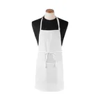 image of Chef Revival 3PBIAELWH Bib Apron, 26" x 31", White, Polyester, Neck Strap, 3 Front Pockets