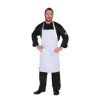 image of Chef Revival 411BA-WH Bib Apron, 29" x 34", Adjustable Neck Strap, White, Poly/Cotton