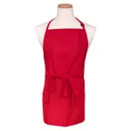 image of Chef Revival 612BAFH-RD Bib Apron, 28" x 27", 3 Pockets, Adjustable Neckband, PolyCotton, Red