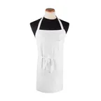 image of Chef Revival BIAWH Bib Apron, 32" x 32-1/2" White, Cotton/Poly Blend, Wide Neck Straps, Pen Pocket