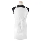 image of Chef Revival CL2PBIAWH-1 Bib Apron, 32" x 32-1/2" White, Cotton/Poly, Adjustable Neck, 2 Pockets
