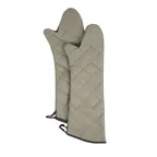 image of Chef Revival CL2PX24ELBETF Pyrotex Oven Mitt, 24", Flame-Resistant, Beige with Black Trim - 1 Pair