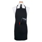image of Chef Revival CL3PBIAELBK-1 Bib Apron – 26" x 31" Black Polyester, 4 Pockets, Adjustable Neck Strap