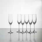 image of Korin GL-D107-PK - 8.9" 6 oz Lead-Free Crystal Champagne Flute, Stem Base, Break Resistant - 1/Pack