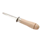 image of Korin HA-1301 Clam Knife, 8"L, Forged Stainless Steel Blade, Rounded Wood Handle, Dishwasher Safe