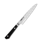 image of Korin HGL-HGPE-140 Petty Knife, 5-1/2" Hollow Edge, Forged Stainless Steel Blade, Hardwood Handle