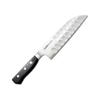 image of Korin HGL-HHGSA-170 Santoku Knife, 6-3/4" (17cm) Forged Hollow Edge, 440 Steel, Hardwood Handle