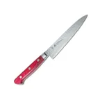 image of Korin HKR-TDPE-140 Damascus Petty Knife, 5-1/2" Blade, V10 Steel, Burgundy Wood Handle