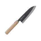 image of Korin HMA-AHSA-170 Wa‑Santoku, 6.75" (17 cm) Forged Steel/Iron Blade, Smooth Edge, Wood Handle