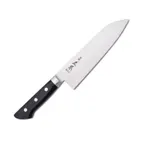 image of Korin HMA-MOSA-180 Masamoto Santoku Knife, 7" 70/30 Beveled Edge, Molybdenum Steel, Wood Handle