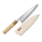 image of Korin HMA-SHAD-180 Deba Knife, 7" (18cm) Forged Carbon Steel & Soft Iron Blade, Magnolia Wood Handle