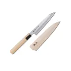 image of Korin HMA-SHKIY-165 Kiritsuke Knife, 6-2/5" (16.5cm), Forged, Steel/Soft Iron Blade, Wood Handle