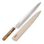 image of Korin HMA-SHYA-ZB-300 Yanagi Forged Knife, 11-3/4" (30cm), Steel Blade, Wood Handle, Buffalo Bolster