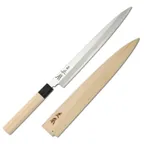 image of Korin HMA-SKYA-240 Yanagi Knife, 9-7/16" (24cm) Forged Carbon Steel Blade, Magnolia Wood Handle
