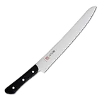 image of Korin HMC-BR-270 Bread Knife, 10-1/2" (27cm) Forged High‑Carbon Steel Blade, Black Wood Handle