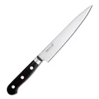 image of Korin HMI-440SL-180 440 Slicer Knife, 7" Right Handed, 70/30 Edge, Forged Steel, Wood Handle, Japan