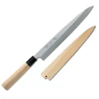 image of Korin HSU-SAKYA-240 Sakigake Yanagi Knife, 9.4" (24cm) Forged White Steel, Magnolia Wood Handle