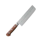 image of Korin HTO-HDNA-165 Togiharu Hammered Damascus Nakiri Knife 6.5" VG-10 Steel Hardwood Handle Forged