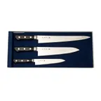 image of Korin HTO-MO3 Knife Set, 3-Piece, 8-1/4" Gyutou, 10-1/2" Sujihiki, 6" Petty, AUS-8 Steel, RH - Boxed