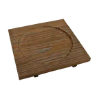 image of Korin IMP-08434 Display Riser, Square Wood Base 7"x7"x4.8" with 5-3/4" Indentation, Brown Finish