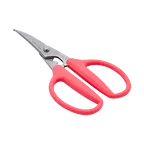 image of Korin TK-1109 Seafood Scissors, 3-1/2"W x 7"L, Curved Blades, Red Handles
