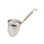image of Korin TK-403-01 Udon Tebo Noodle Strainer, 5-1/2" dia. x 14"L, Stainless Steel with Wood Handle