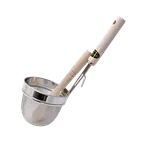 image of Korin TK-403-03 Miso Strainer Set, 3-1/2" Dia. x 10"L, Stainless Steel, Pestle, Hook, Wood Handle