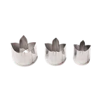 image of Korin TK-611-SASA 3-Piece Bamboo Leaf Vegetable Cutter Set, Stainless Steel, Sizes 1.5"-1.75"