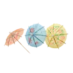 image of Korin TK-627-07 Cocktail Parasol, 4" Height, 144 Pieces per Box, Bright Colorful Design - 144/Box
