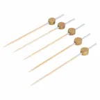 image of Korin TK-633-CTK10 Bamboo Skewers with Gold Ball, 4" Length, Natural Bamboo, Gold Tip Finish