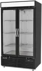 image of Asber ARMD 37 A - 37 cu ft 2‑Section Glass Door Merchandiser, Black Vinyl, 43½"W, 8 Shelves, R290