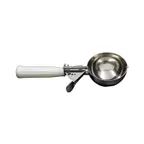 image of CAC China SICD-6WT Thumb Disher, #6, 5 oz., Stainless Steel Scoop, White Handle