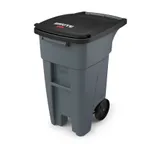 image of Rubbermaid 1971941 BRUTE 32‑Gallon Gray Trash Can with Hinged Lid, Auto‑Lifter Compatible, Wheels